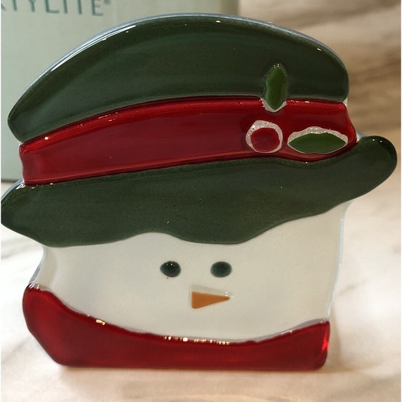 Partylite Christmas Votive Candle Holder Tea Light Set Santa & Snowman P9466 - Picture 3 of 5